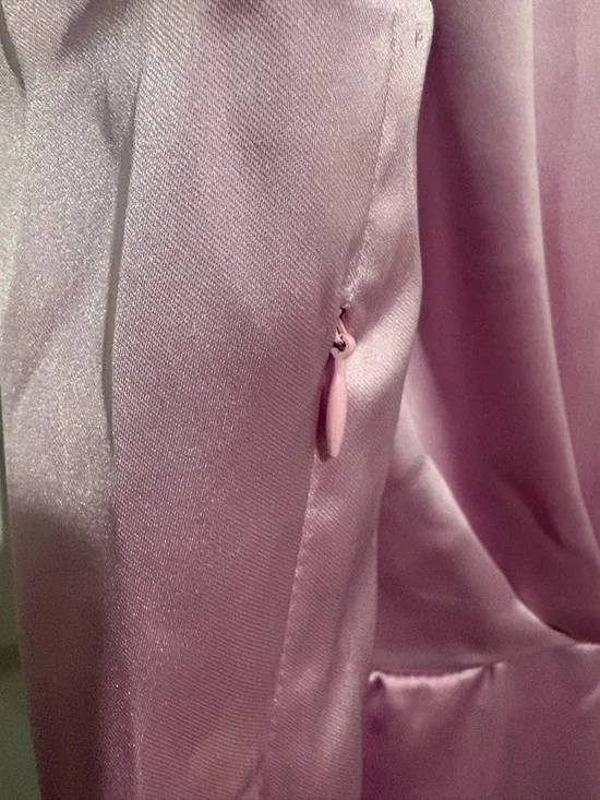 NWT Zara Pink Satin Faux Wrap Style Dress Size XL - Picture 4 of 9